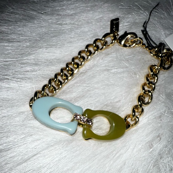 COACH Signature C Chain Link Bracelet CI963 Gold Resin • New - Picture 13 of 13